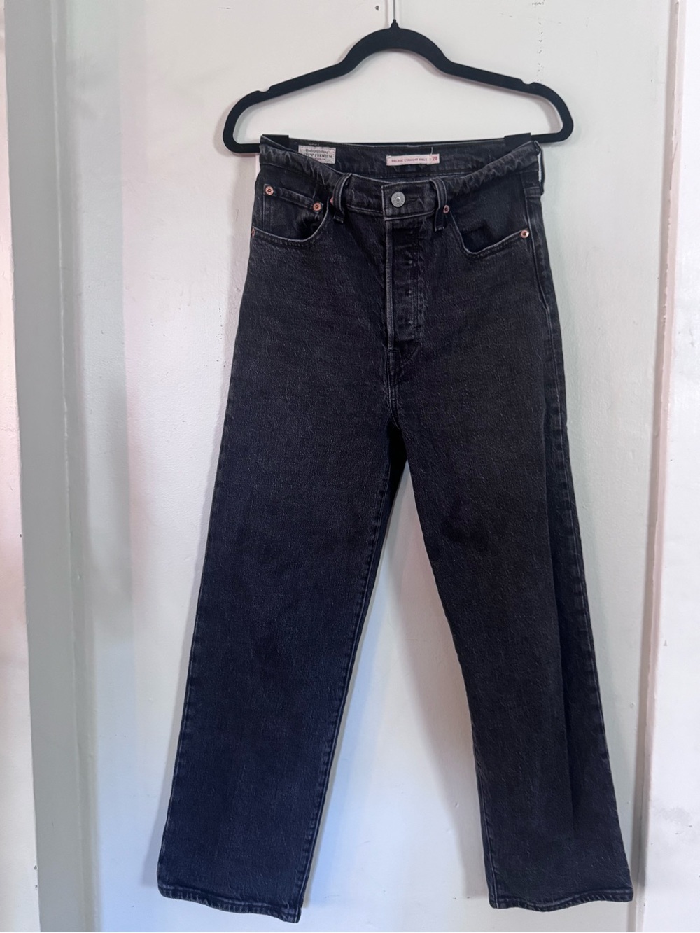 Levi’s Ribcage Straight Ankle High-Rise Leg Women's Jeans - Black-Gray
